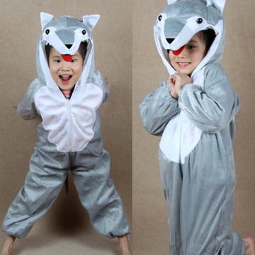 元旦儿童动物表演服幼儿卡通演出服装儿童动物表演服装猴蛙狼猫马