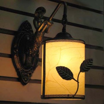 厂家直销欧式仿古灯具 室内卧室壁灯 酒店壁灯 羊皮罩壁灯