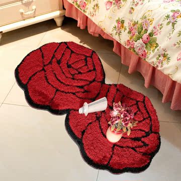 恒伟 时尚简约喜庆玫瑰花/床边毯 电脑椅垫/卧室圆形可爱/地毯