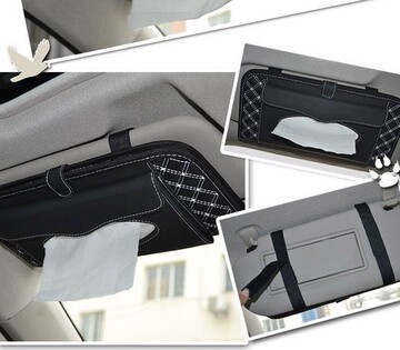 汽车纸巾盒避光隔热板防晒防紫外线三合一内饰用品遮阳板CD夹套装
