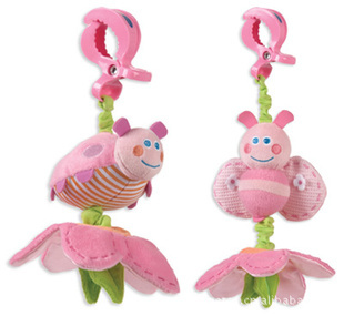 婴儿玩具 澳洲playgro 粉色蜜蜂婴儿推车摇铃+拉震 宝宝床挂铃