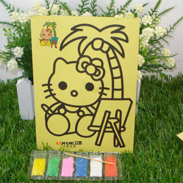 包邮 黄色中号沙画12张 16*12cm 儿童益智玩具 创意手工DIY制作