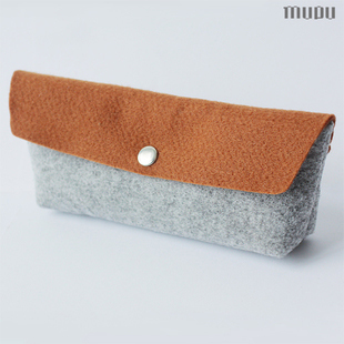 mupu木朴正品 呆子笔袋 羊毛毡笔袋 创意大容量笔袋 眼镜袋