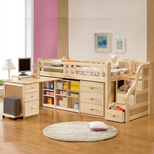 儿童组合床 实木儿童套房家具 多功能床 书桌书柜三斗组合床 特价