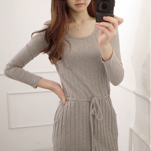韩国CYS代购官网代购直发现货 休闲却有魅力的灰色波纹连衣裙