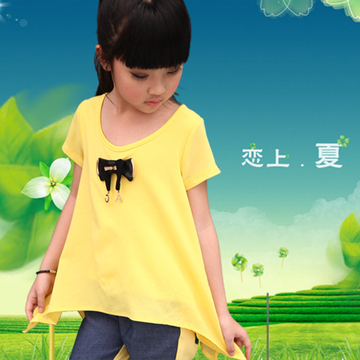 双十一特惠童装女童2014夏季新款 韩版中大儿童上衣 满百有礼