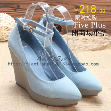 Five Plus5+欧时力2014新款女鞋 真皮尖头坡跟高跟单鞋2135518200