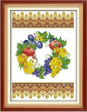 正品全棉印花水果挂毯十字绣梨子苹果葡萄小图幅静物系列挂画J033