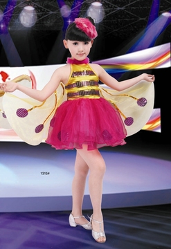 新款六一儿童演出服幼儿小蜜蜂蝴蝶小鸟带翅膀小蜻蜓群舞表演服装