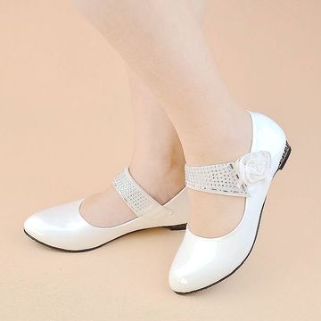 白色女童皮鞋韩版公主单鞋漆皮儿童高跟鞋大童演出鞋包邮花童清仓