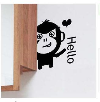 墙壁艺术家居装饰品卡通墙贴纸 创意开关贴画 新房间背景墙小猴子