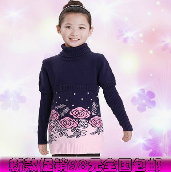 女童韩版毛衣中长款儿童新款加厚羊毛衫羊绒衫童装针织衫巴拉爆款