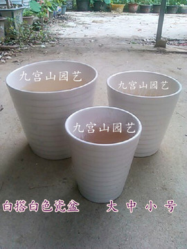 花瓶花器花盆花架 小纹白色瓷盆，一套3个 武汉送货上门 白撘瓷盆