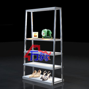 铁艺服装架饰品架 鞋店货架 包包展示架白色落地置物架高架展示柜