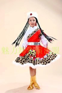 特价儿童水袖藏族服装女童民族舞蹈表演服幼儿园少数民族演出服