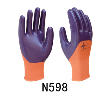 批发星宇N598手套 尼龙丁腈涂层涂胶手套 劳保手套 防护手套