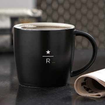 星巴克风40周年限量纪念杯 黑色浮雕陶瓷咖啡杯创意马克杯子 包邮