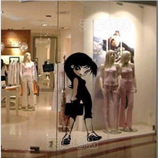 筱妖时尚家装 人物模特墙贴纸 商铺店铺橱窗玻璃贴壁贴画 酷妹子