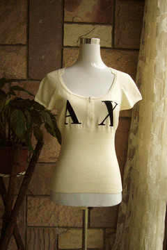 意大利 奢侈品牌 毛衣 A|X 针织 修身 短衫 高腰 白色 欧美女装夏