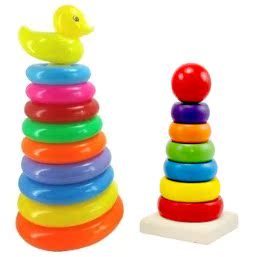 木质 叠叠乐 圈圈乐 套圈 彩虹圈小 鸭子叠叠玩具儿童益智玩具