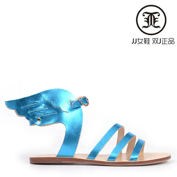 Jennifer modo 夏新款 天使之翼翅膀炫色平底罗马凉鞋女