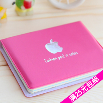 创意韩国文具苹果标志仿皮彩页小本子 可爱糖果色记事本笔记本子