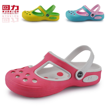 专柜上海回力女款洞洞鞋时尚防滑包头女款鞋纯色凉拖鞋沙滩鞋6741