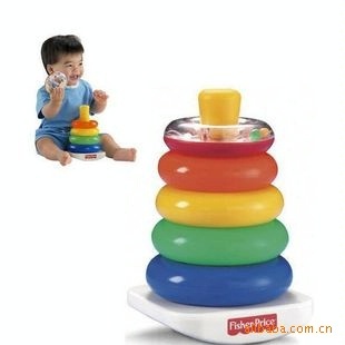 费雪Fisher-Price塑料层层叠 益智玩具 婴儿玩具 彩虹套圈　套塔
