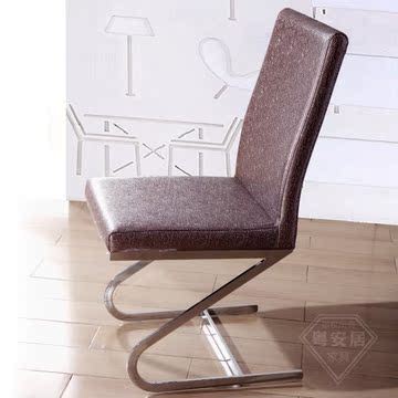 餐台组合时尚现代 餐厅餐椅  实心不锈钢皮艺椅 餐桌配套 PU皮
