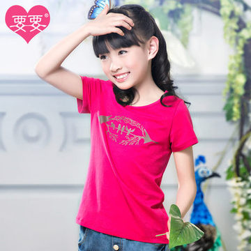 女童短袖t恤2014新款 韩版女孩短袖t恤10-12-14岁儿童T恤女大童装