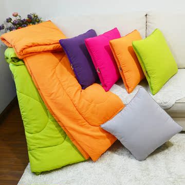 家乐屋美 纯色抱枕被 创意靠垫被 办公室抱枕被子两用靠垫 包邮