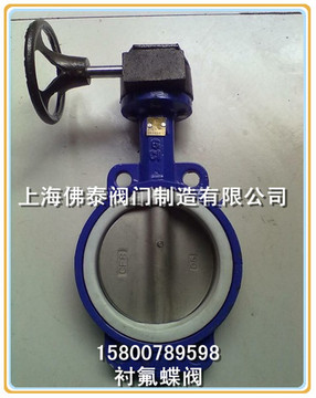 上海佛泰D371F对夹式衬氟涡轮蝶阀 耐酸碱防腐蚀/衬氟蝶阀DN125