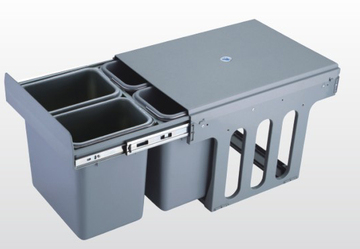 厂家直销 四桶8升抽拉式分类橱柜垃圾桶 厨房专用 高档环保