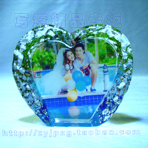 diy生日礼物 心型K9水晶影像纪念品 婚庆礼品家居装饰品 水晶照片