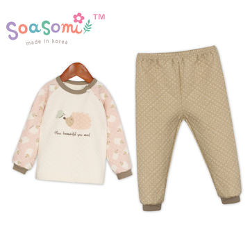 SoaSom韩国婴儿装时尚可爱刺猬婴儿睡衣套装婴童内秋衣裤初春套装