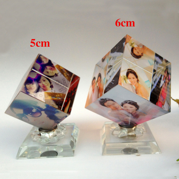 生日礼物 旋转水晶魔方立方体照片定制创意 送女朋友diy个性 5CM