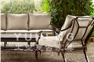 美式铁艺复古沙发椅组合庭院休闲沙发椅阳台桌椅套件住宅家具餐椅