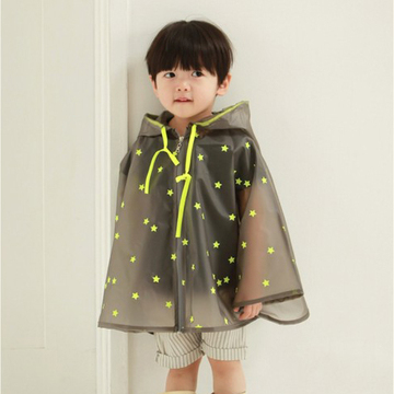 星星半透明 灰底韩版时尚 亲子/儿童/学生 雨衣/雨披 可背书包