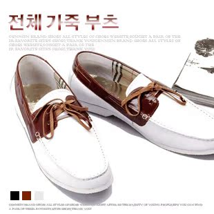 夏季新款韩版休闲鞋 白色复古帆船鞋 男平底船鞋时尚英伦风男鞋子