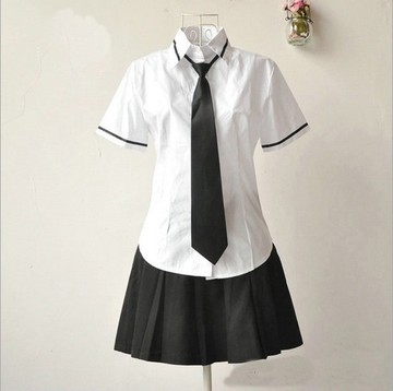 日本校服班服女学生制服套装正统白衬衫黑色短裙舞台演出表演服装