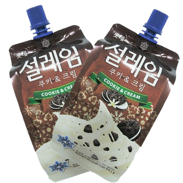 韩国进口冷饮料 乐天雪莱淋曲奇味 可吸冰淇淋 冰激凌 棒冰 冰棒