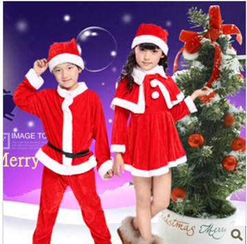 儿童圣诞节服装 男女童圣诞服饰 表演服套装童装圣诞老人演出服装