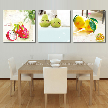 水果梨桔子火龙果 餐厅无框画装饰画 卡通可爱情侣壁画挂画