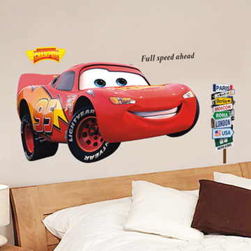 卡通动漫可移除墙贴画贴纸儿童房间小男孩卧室床头幼儿园汽车麦昆