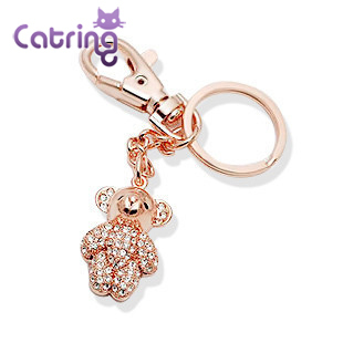 Catring 闪亮锆钻小熊挂件韩版可爱情侣汽车钥匙扣装饰品批发