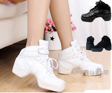 三沙SANSHA品牌现代舞鞋爵士舞鞋真皮女鞋白色广场舞蹈鞋运动鞋