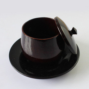 木制品漆器实木咖啡杯套装带盖碟 欧式创意溜色咖啡杯子 木茶杯