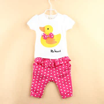 【天天特价】小童女童短袖套装韩版夏季婴幼儿宝宝套装纯棉t恤