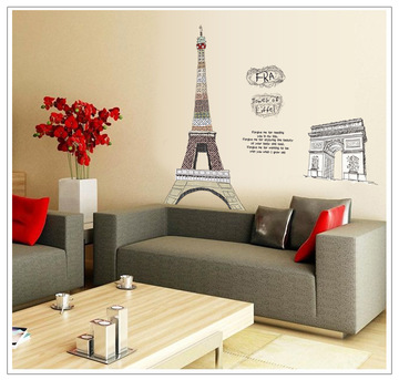 法国巴黎埃菲尔铁塔风景创意墙贴画贴纸客厅沙发背景墙卧室装饰
