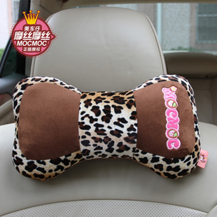 正品新款摩丝娃娃汽车头枕 可爱豹纹车用靠枕 骨头枕车用头枕对装